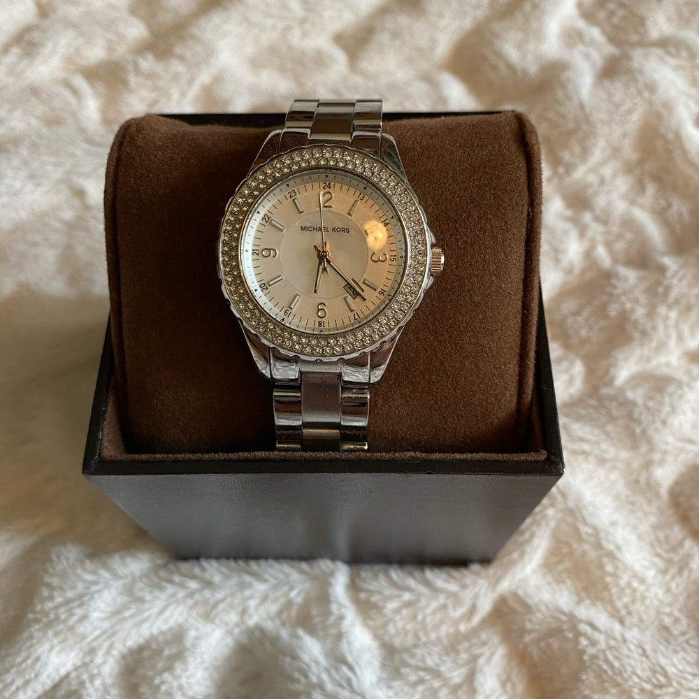 Michael Kors - Silver and Diamond Accent Watch